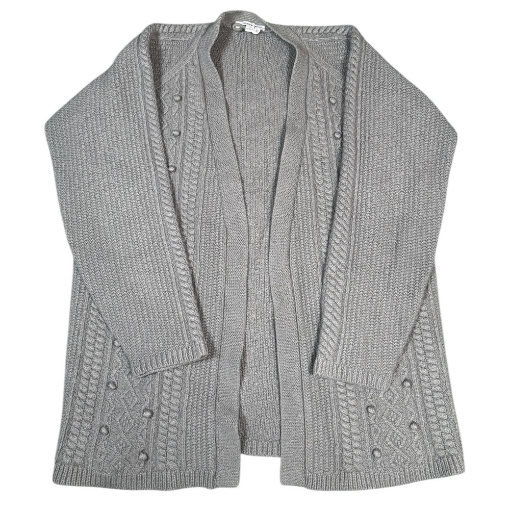 Lacoste France Green Cable Knit Button Detail Long Cardigan Sweater Size 40